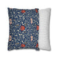 Floral-patterned pillow and a striped pillow on a white background
