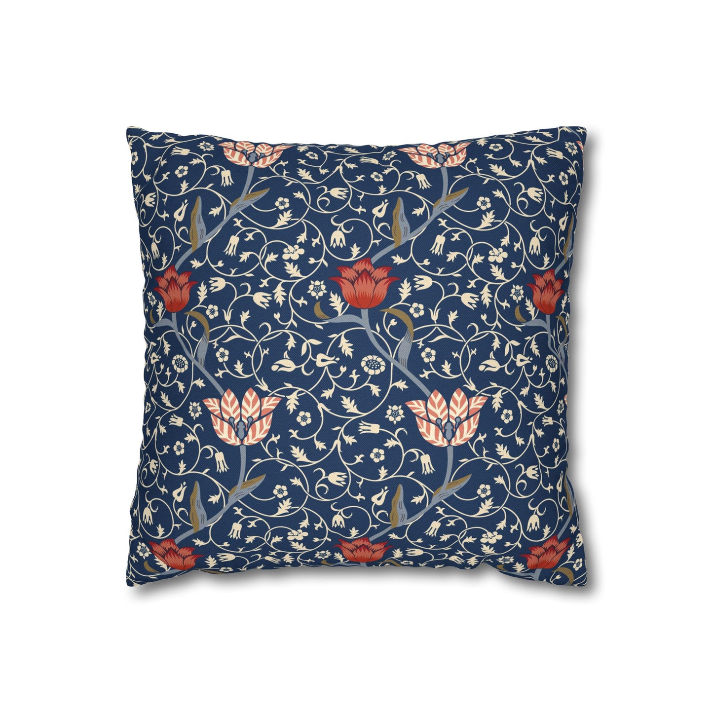 Decorative pillow with floral pattern on a blue background