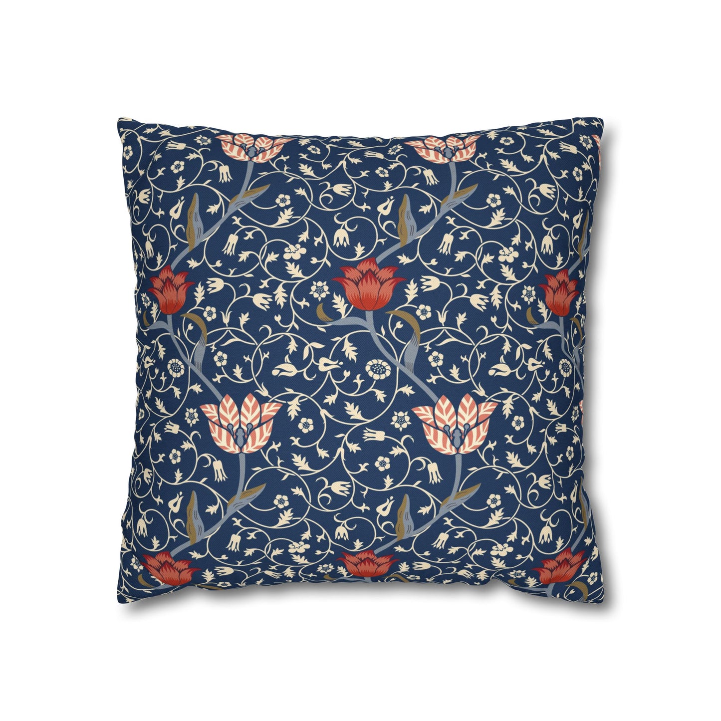 Decorative pillow with floral pattern on a blue background
