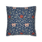 Decorative pillow with floral pattern on a blue background