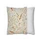 Two pillows, one with floral pattern and one with stripes, on a white background