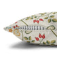 Decorative pillow with floral and berry pattern on a white background