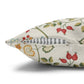 Decorative pillow with floral and berry pattern on a white background