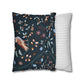 Two pillows, one with a floral pattern and the other with a striped pattern, on a white background.