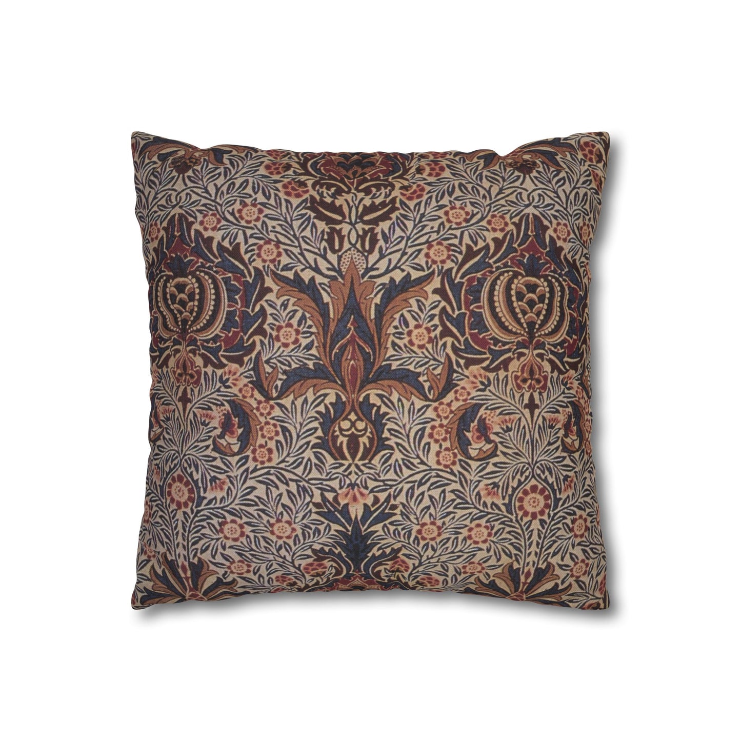 Decorative pillow with intricate floral pattern on a white background