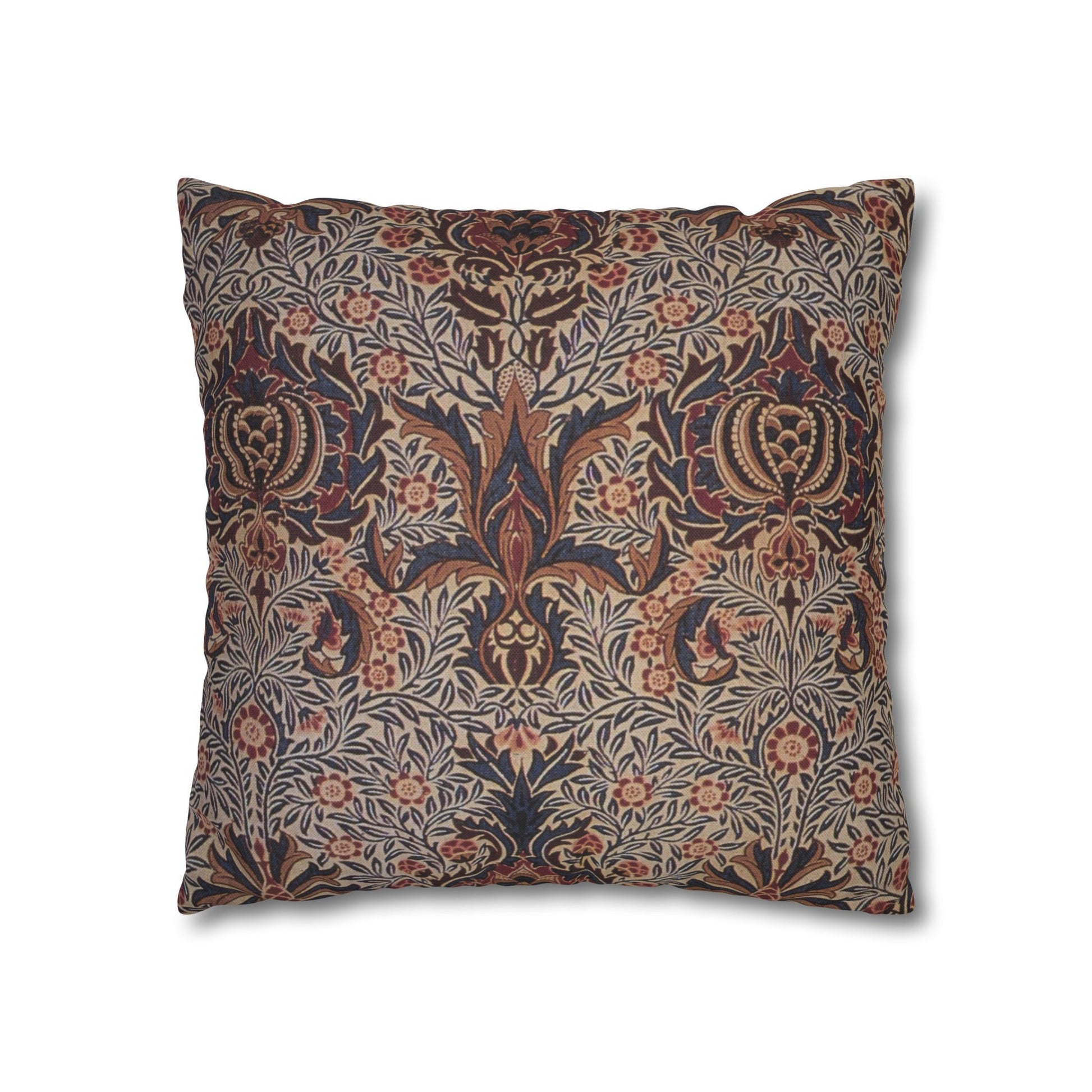 Decorative pillow with intricate floral pattern on a white background