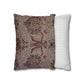 Two pillows, one with floral pattern and one with stripes, on a white background