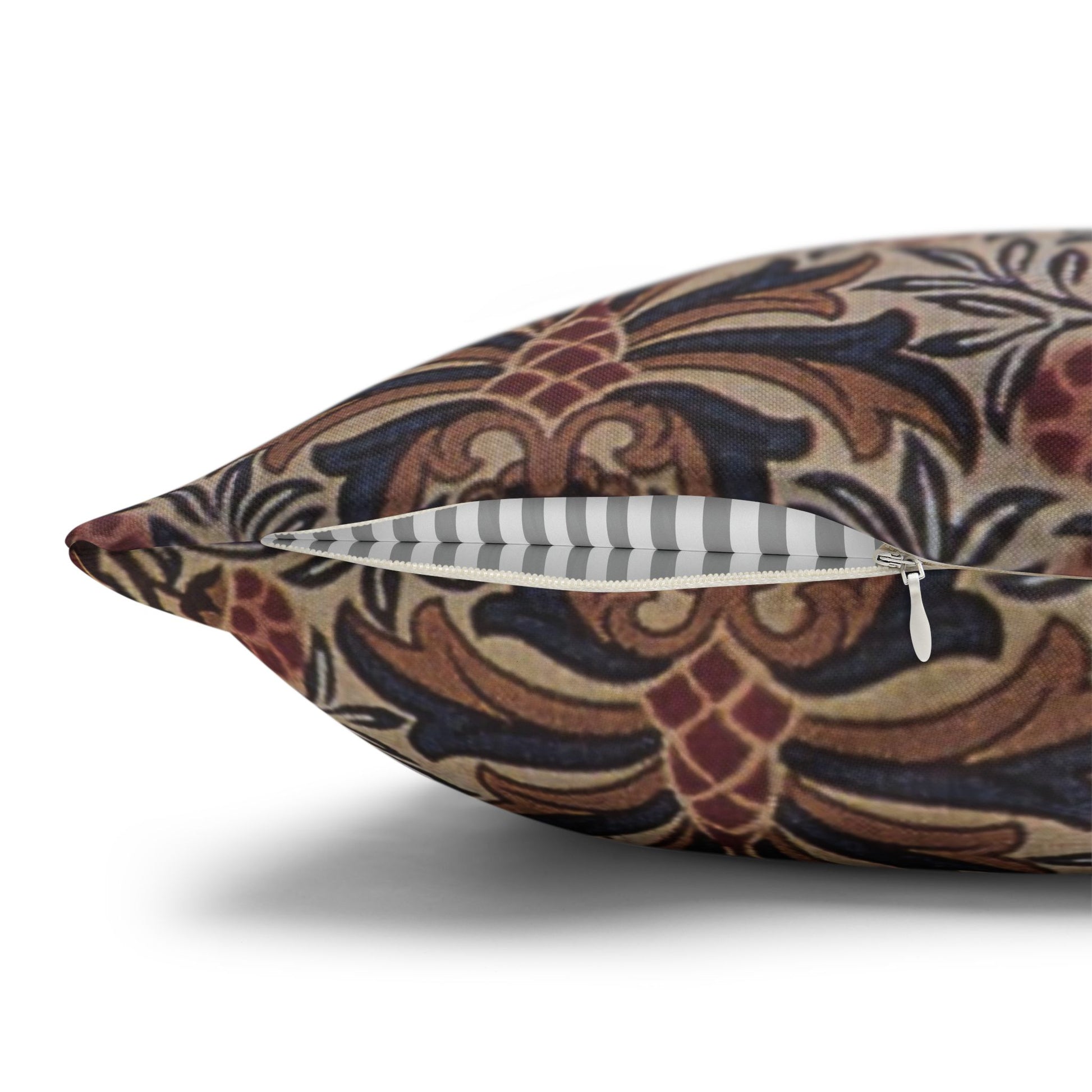 Decorative pillow with a floral pattern on a white background