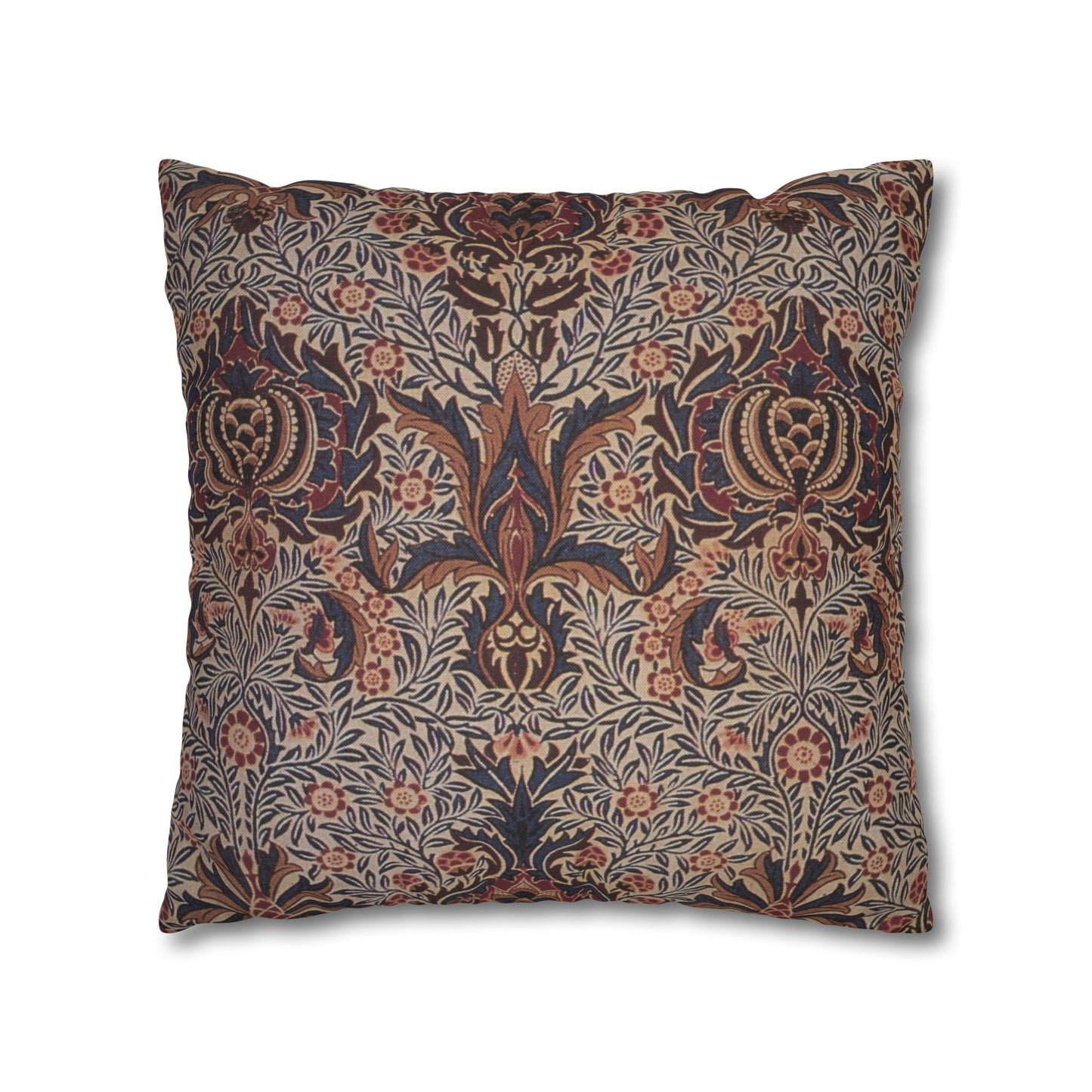 Decorative pillow with intricate floral pattern on a white background