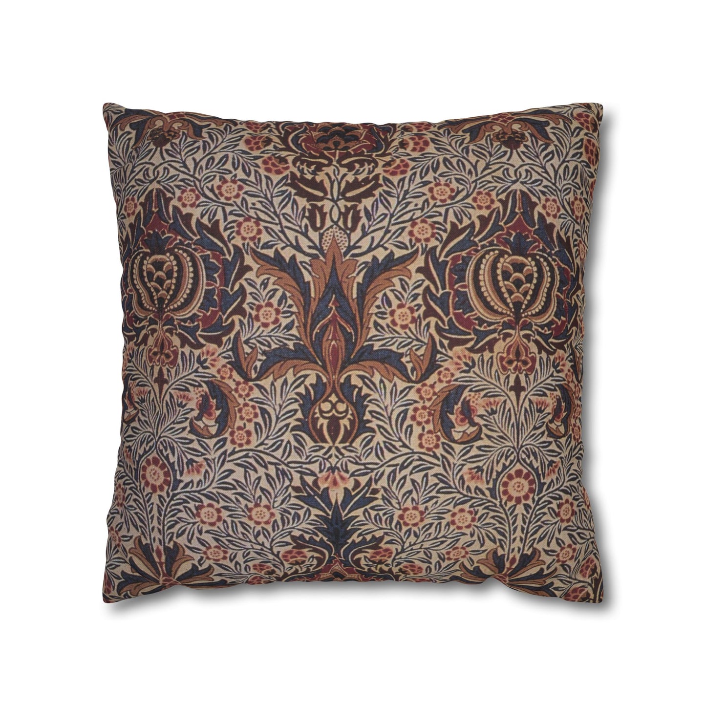 Decorative pillow with intricate floral pattern on a white background