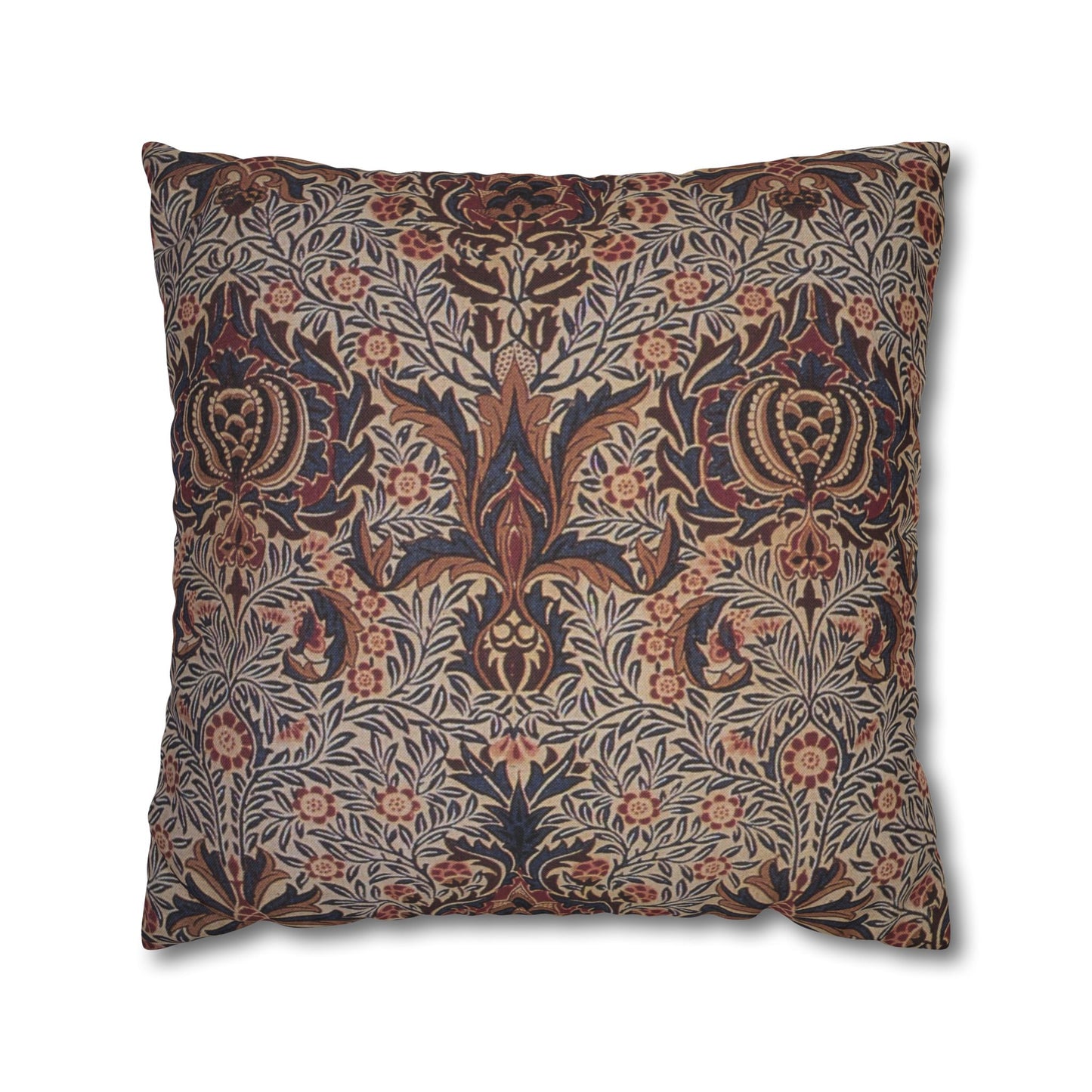 Decorative pillow with intricate floral pattern on a white background