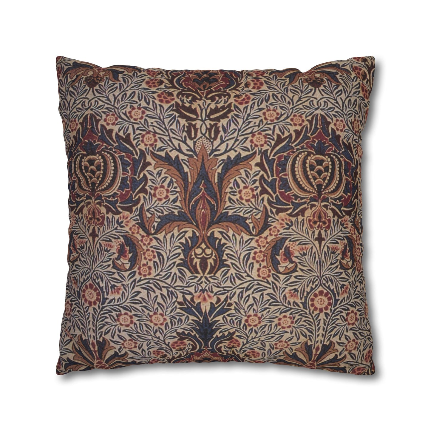 Decorative pillow with intricate floral pattern on a white background