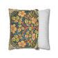 Two pillows, one with floral pattern and the other with stripes, on a white background.