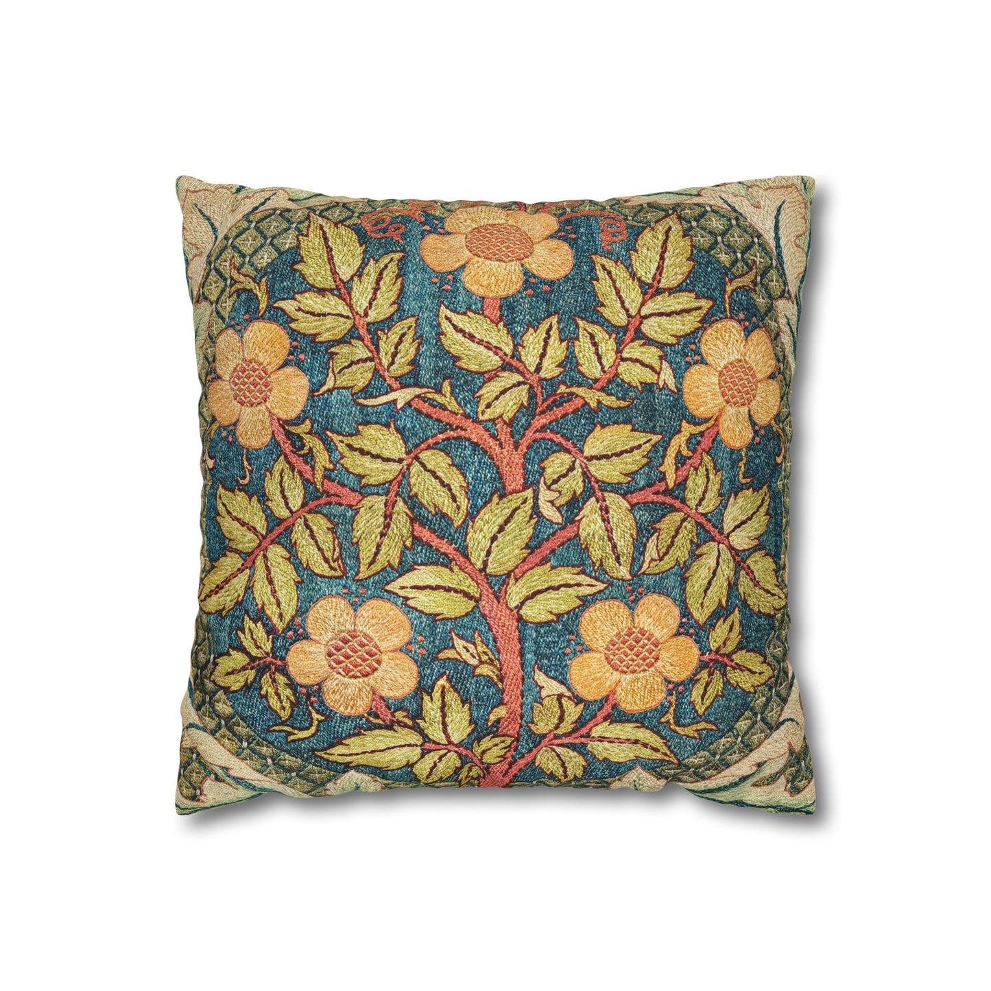 Decorative pillow with floral pattern on a white background