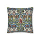Decorative pillow with a colourful floral pattern on a white background - William Morris Snakeshead
