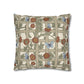 Decorative pillow with floral and butterfly pattern on a white background