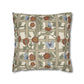 Decorative pillow with floral and butterfly pattern on a white background