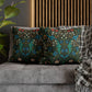 Decorative pillows with floral patterns on a gray sofa - William Morris Tulip