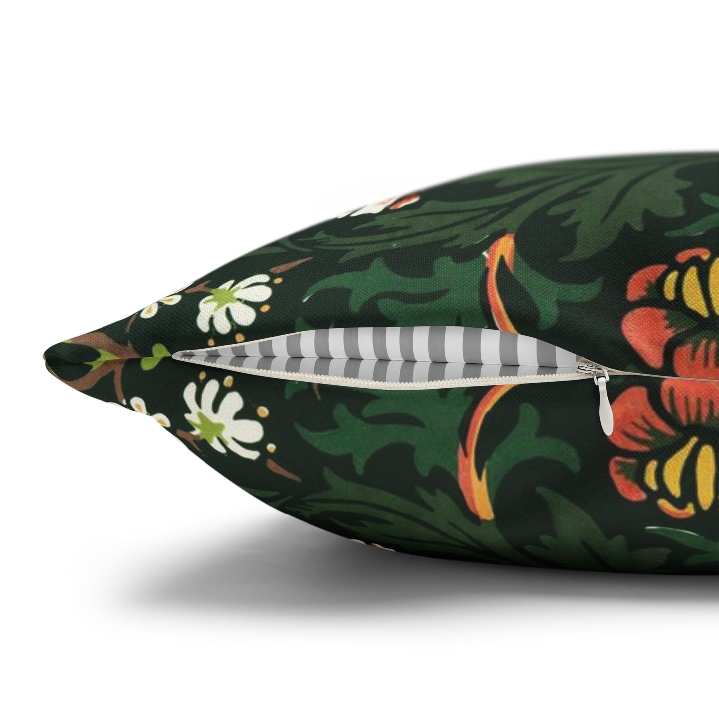 Decorative pillow with a colourful floral pattern on a white background - William Morris Tulip