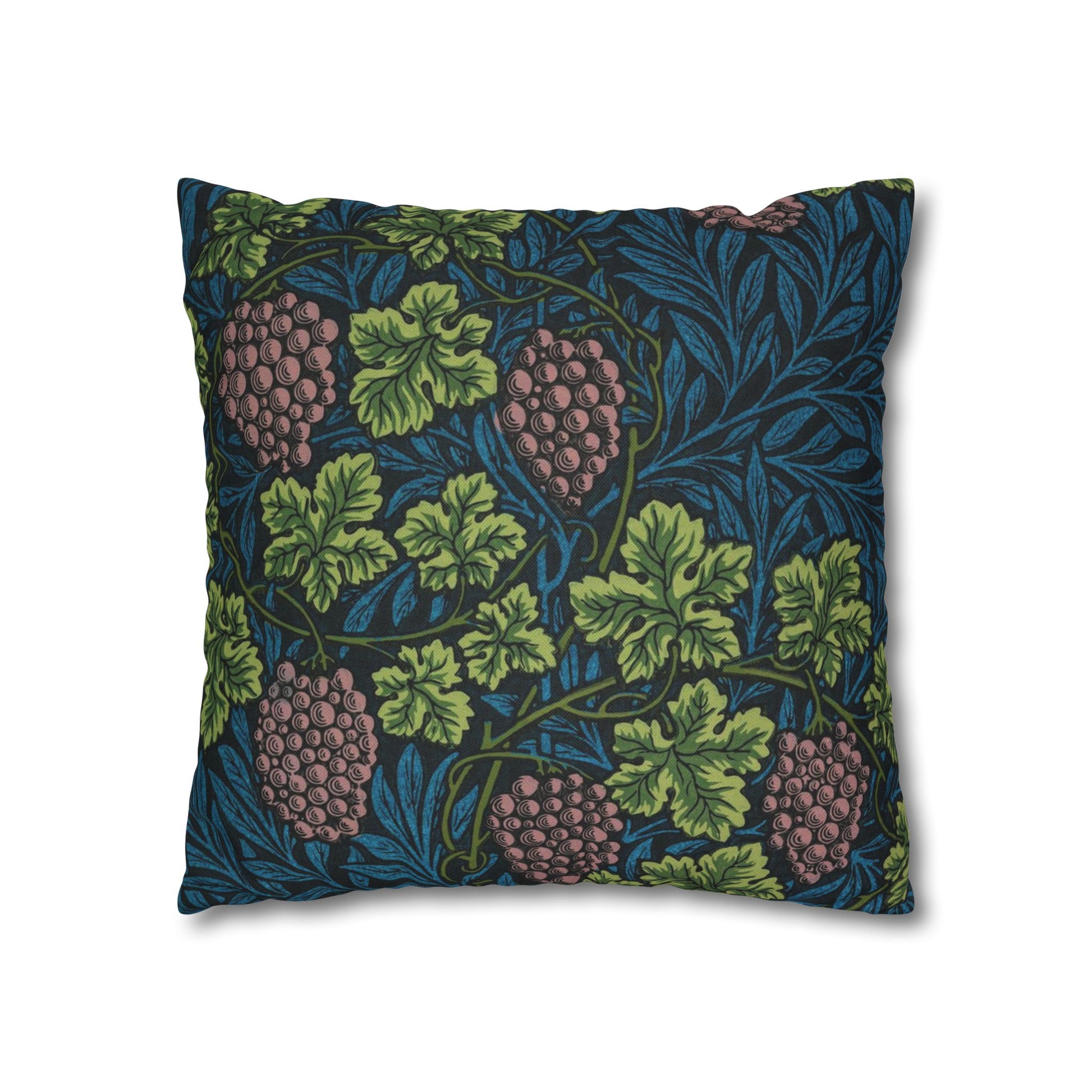 Decorative pillow with grapevine pattern on a white background