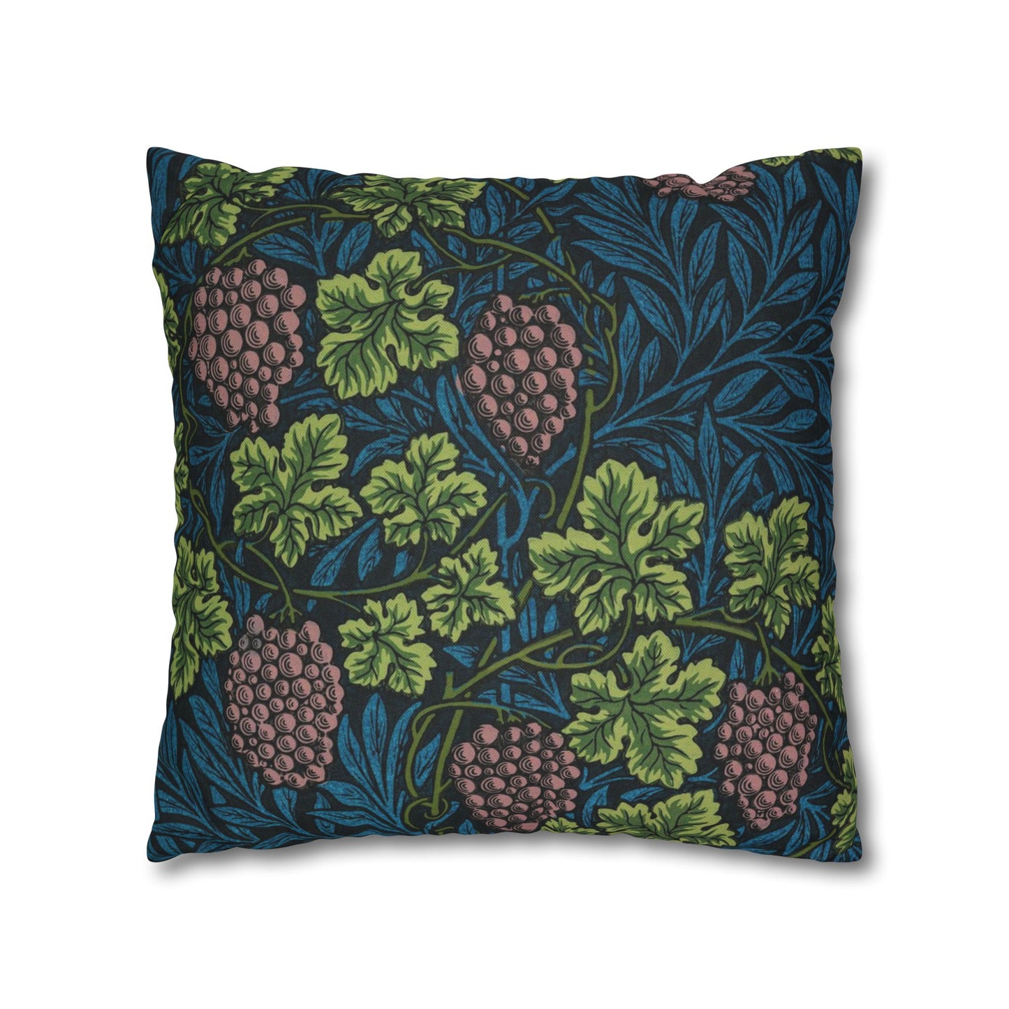 Decorative pillow with grapevine pattern on a white background