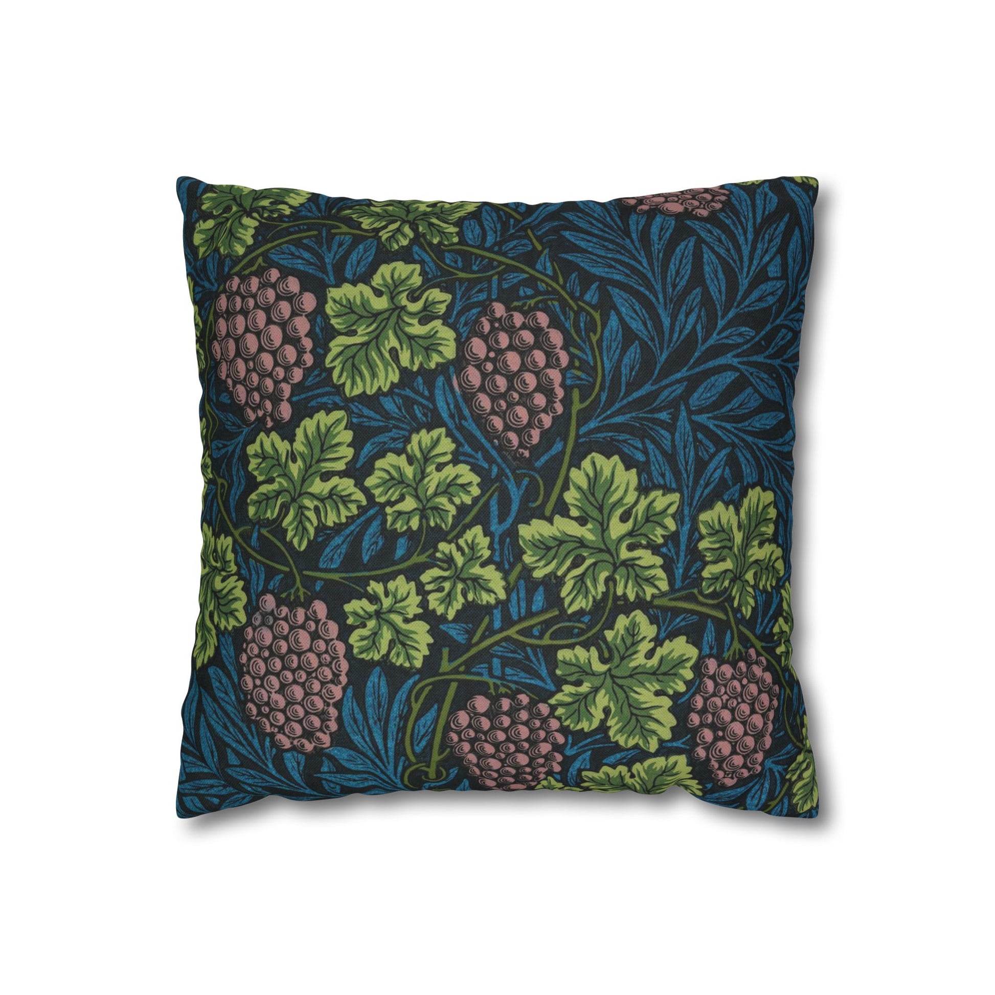 Decorative pillow with grapevine pattern on a white background