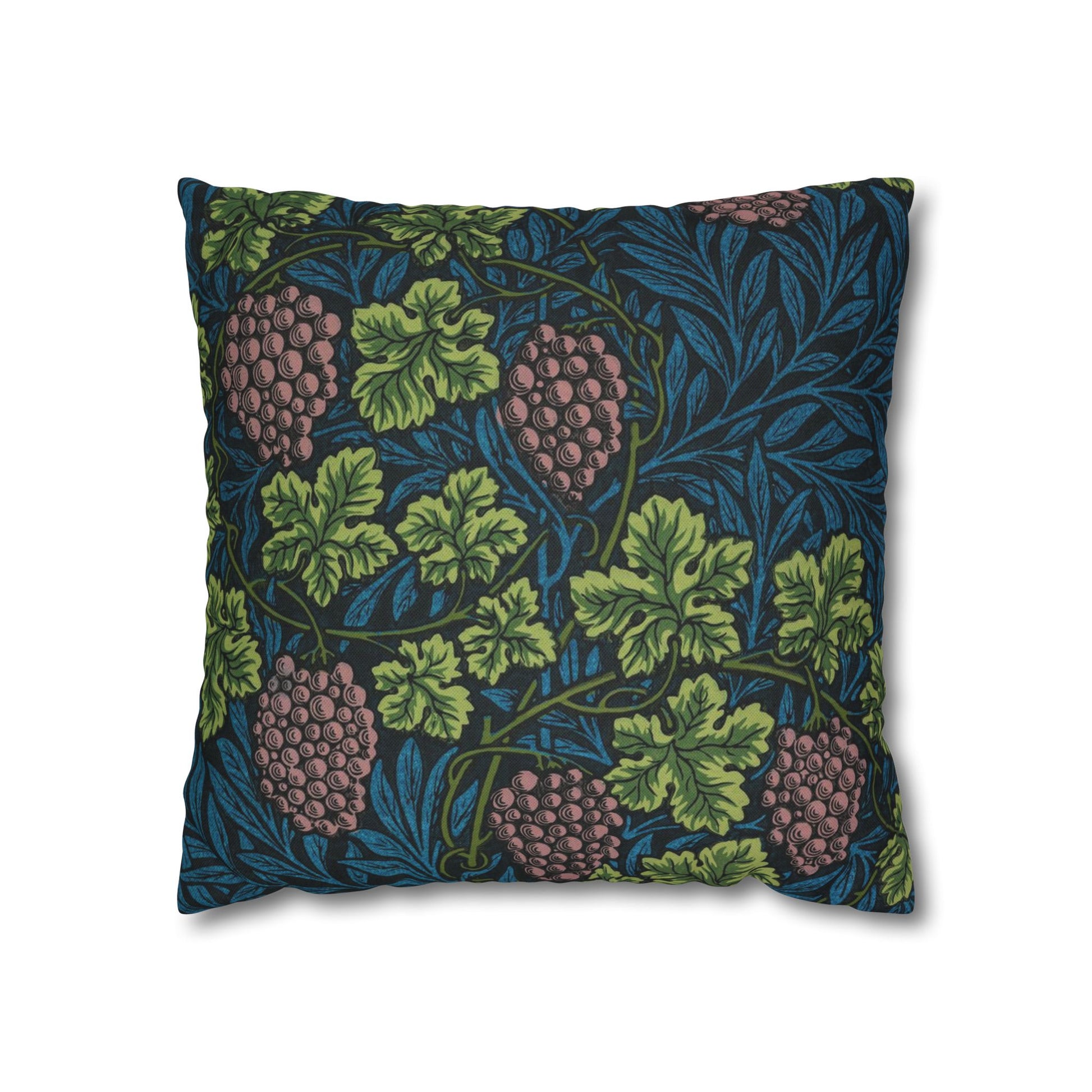 Decorative pillow with grapevine pattern on a white background