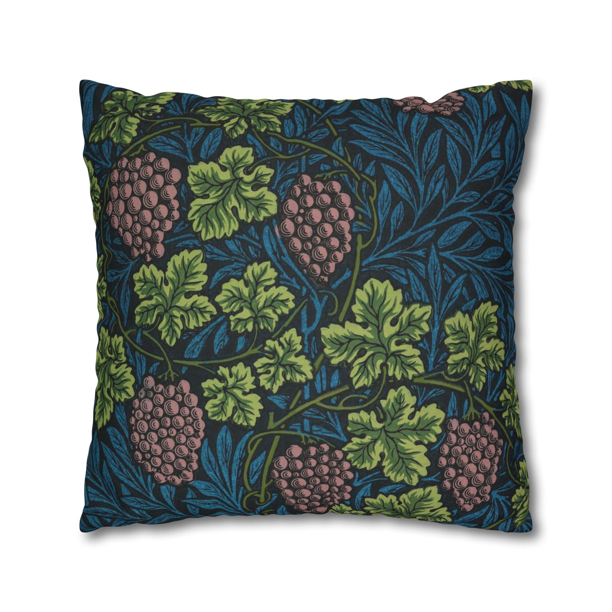 Decorative pillow with grapevine pattern on a white background