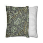 Two pillows, one with floral pattern and one with stripes, on a white background