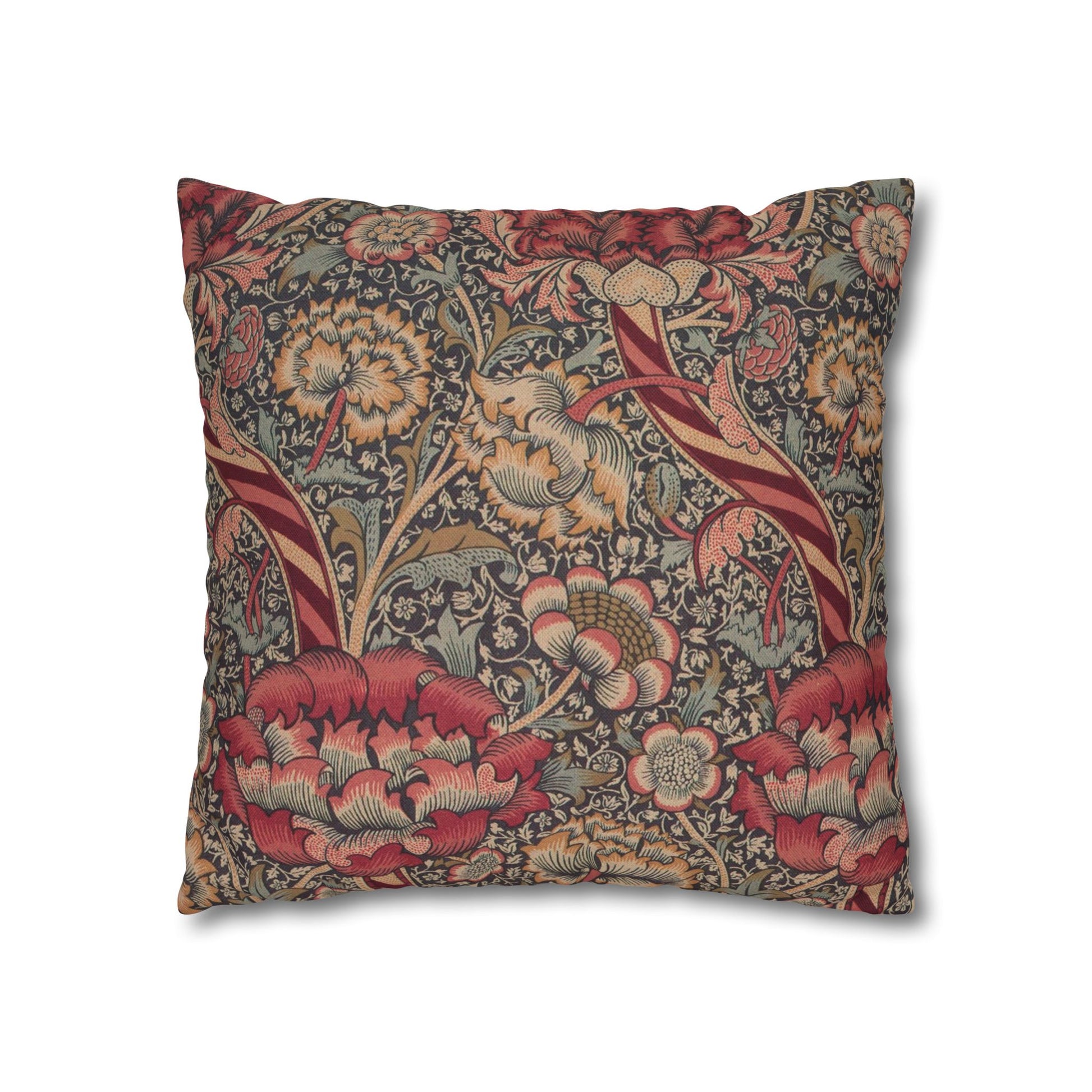 Decorative pillow with floral pattern on a white background