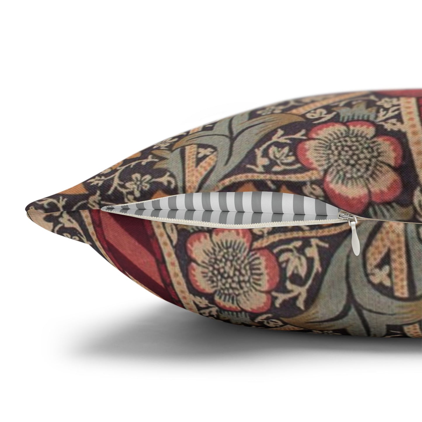 Decorative pillow with floral pattern on a white background