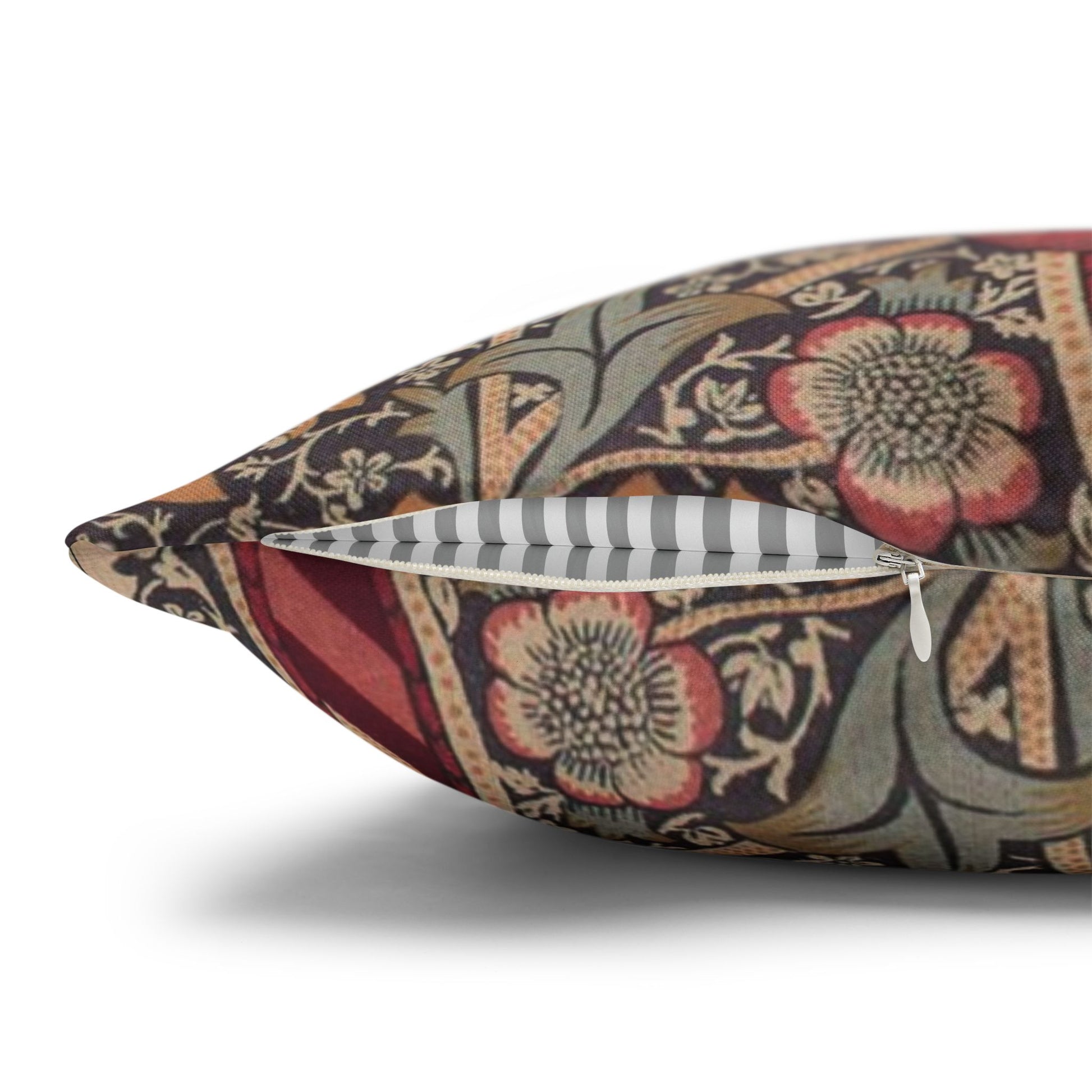 Decorative pillow with floral pattern on a white background