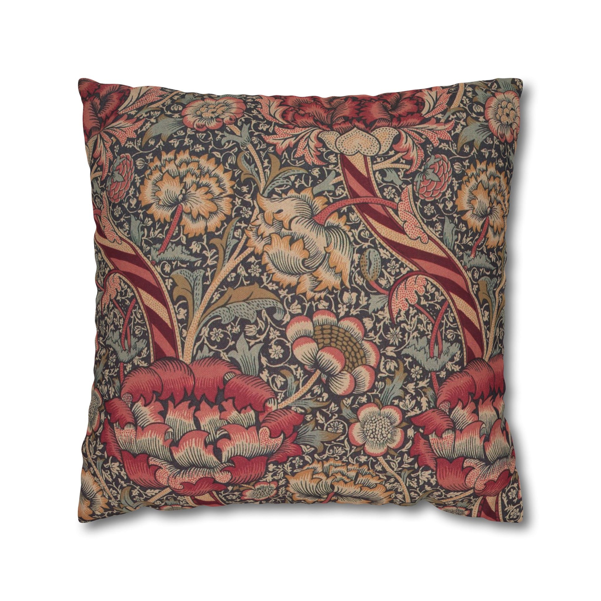 Decorative pillow with floral pattern on a white background