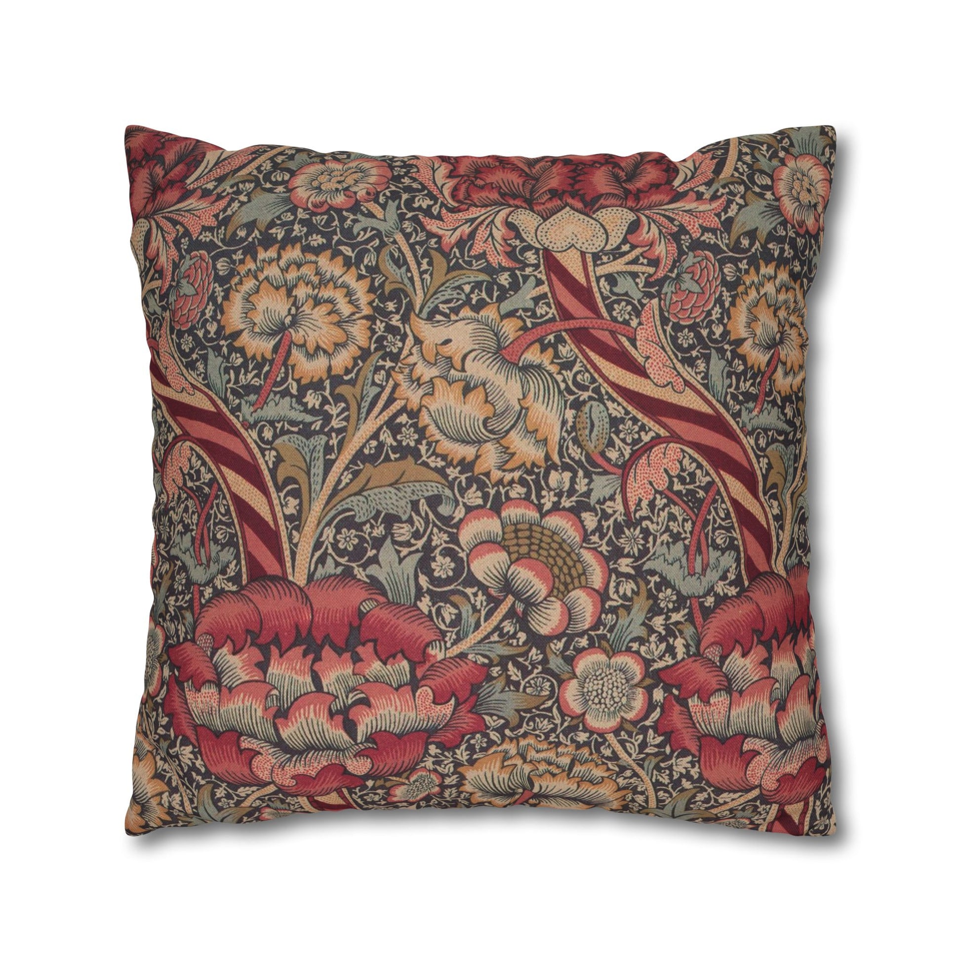 Decorative pillow with floral pattern on a white background