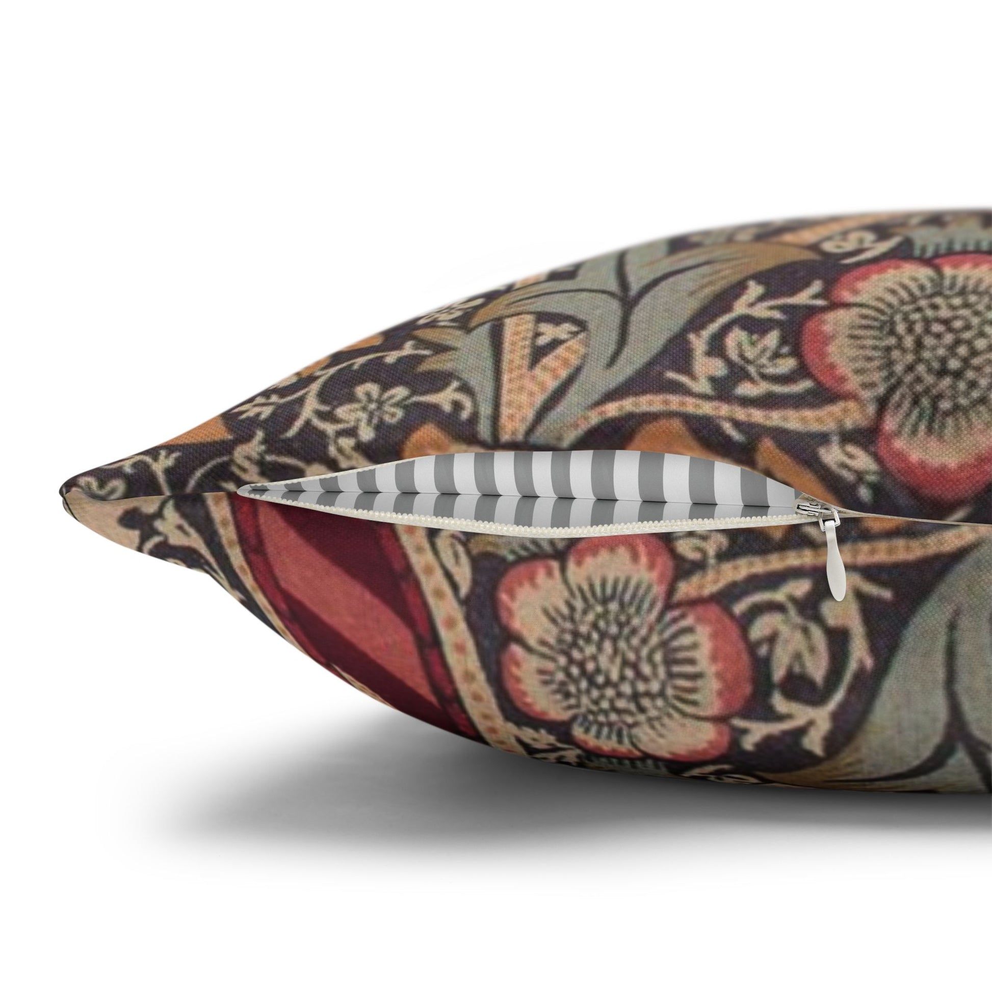 Decorative pillow with floral pattern on a white background