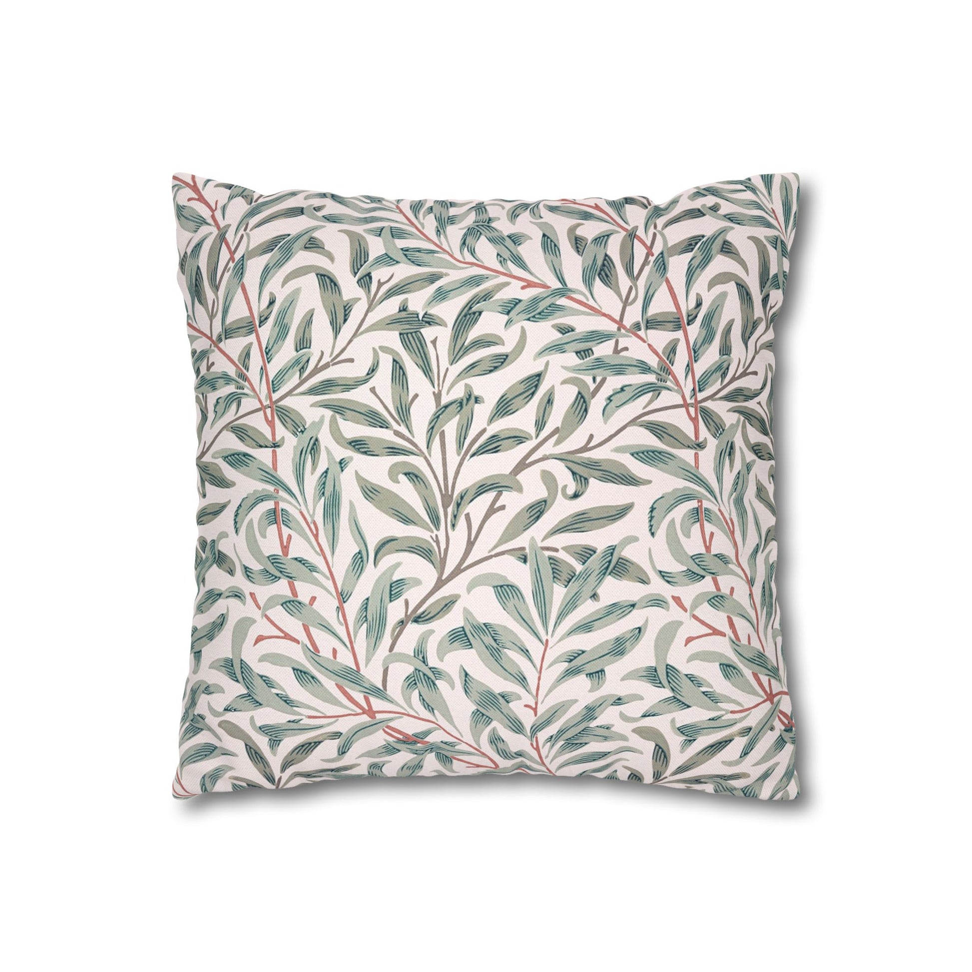 Decorative pillow with leaf pattern on a white background