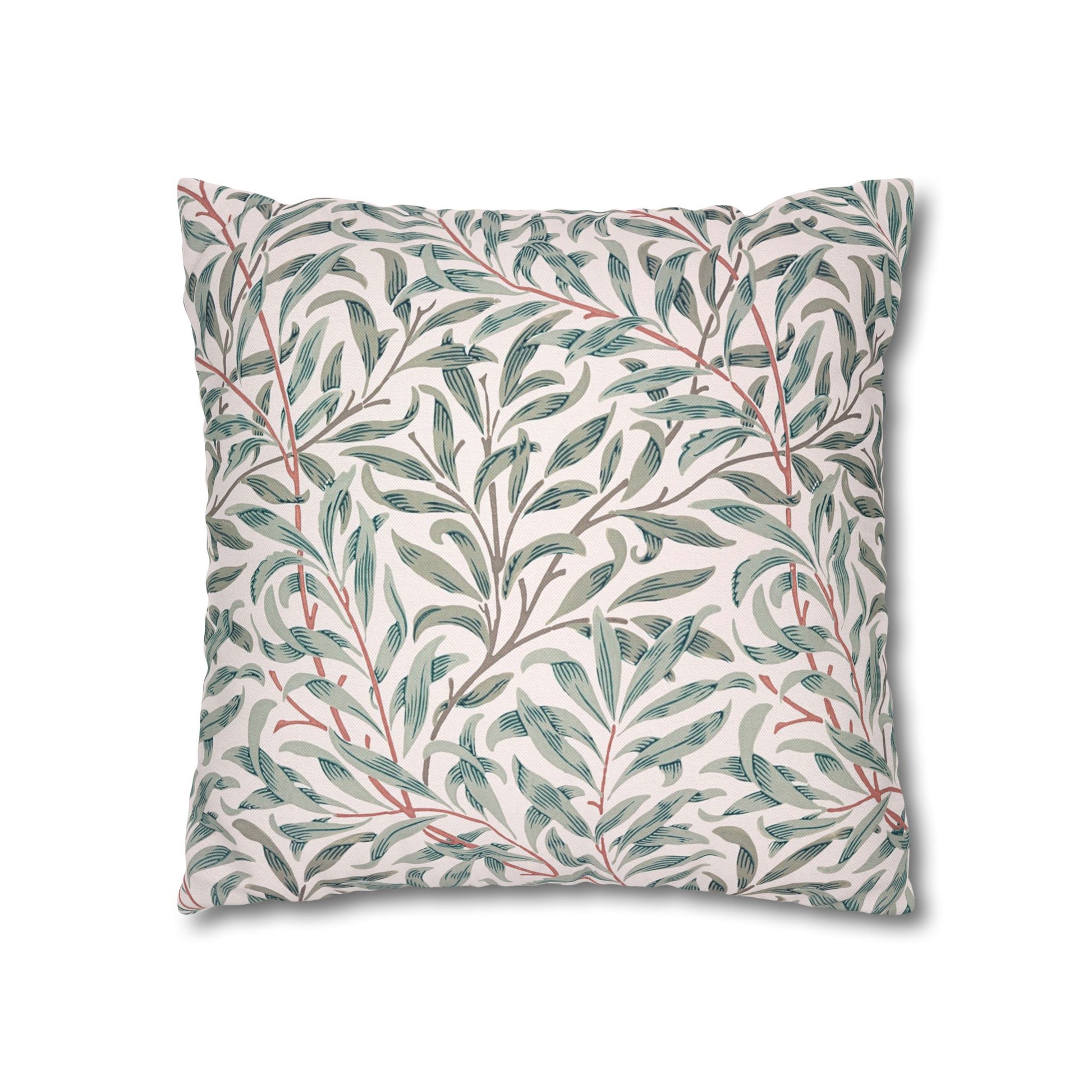 Decorative pillow with leaf pattern on a white background