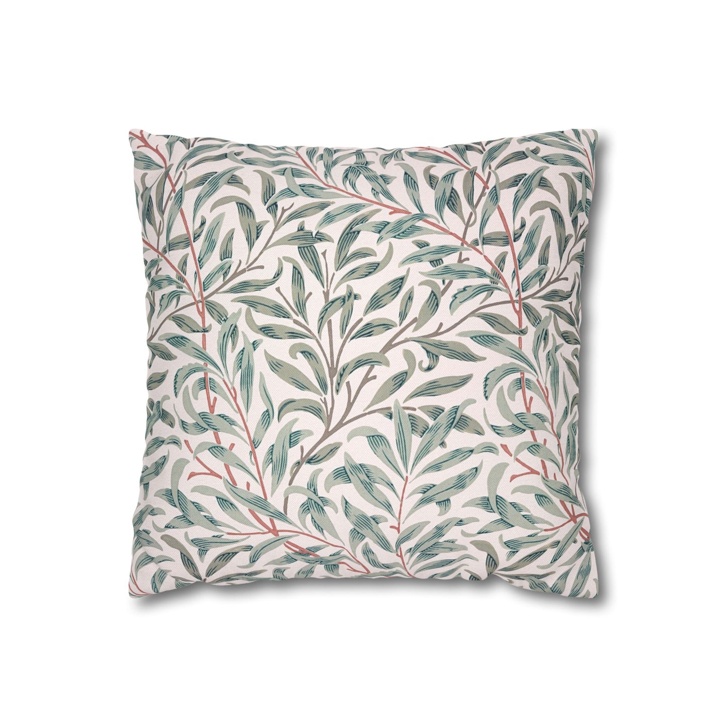 Decorative pillow with leaf pattern on a white background