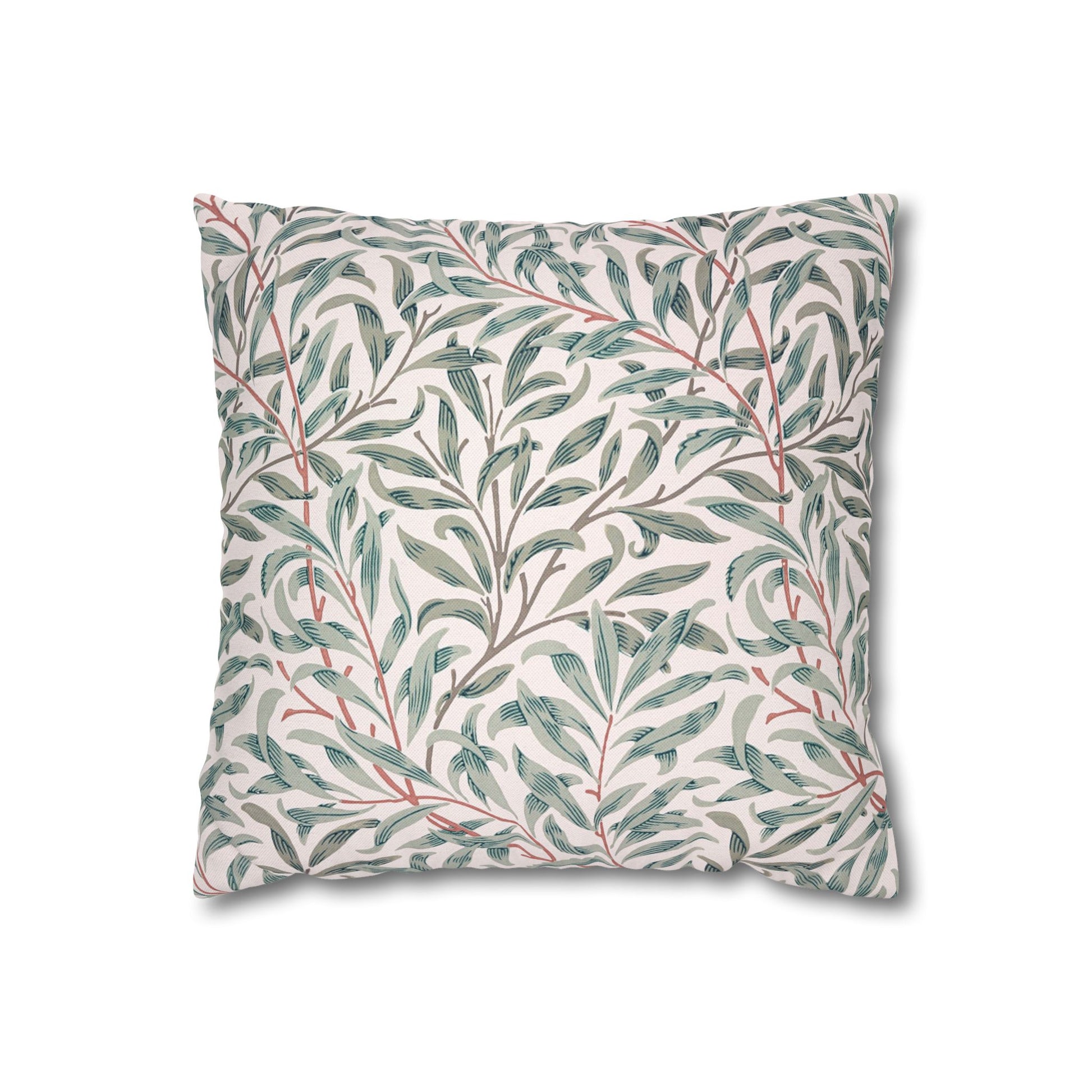 Decorative pillow with leaf pattern on a white background