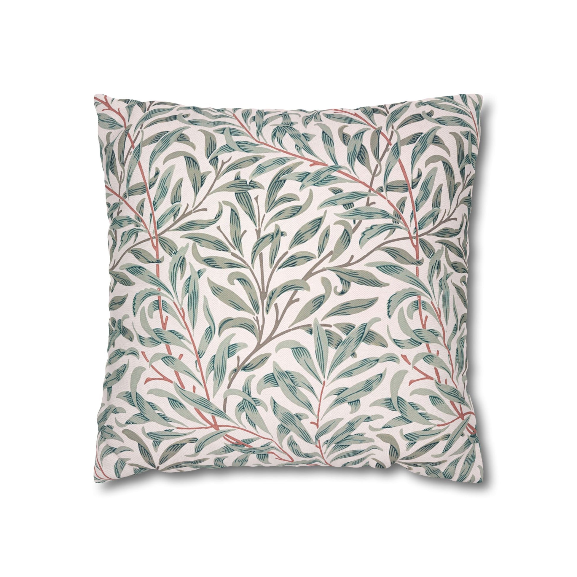 Decorative pillow with leaf pattern on a white background