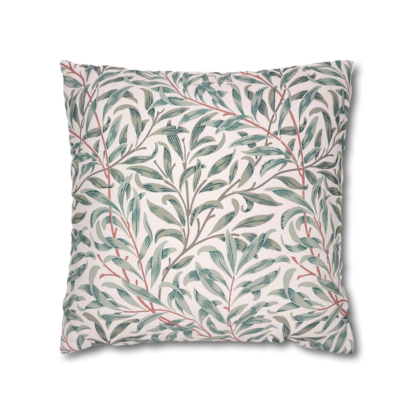 Decorative pillow with leaf pattern on a white background