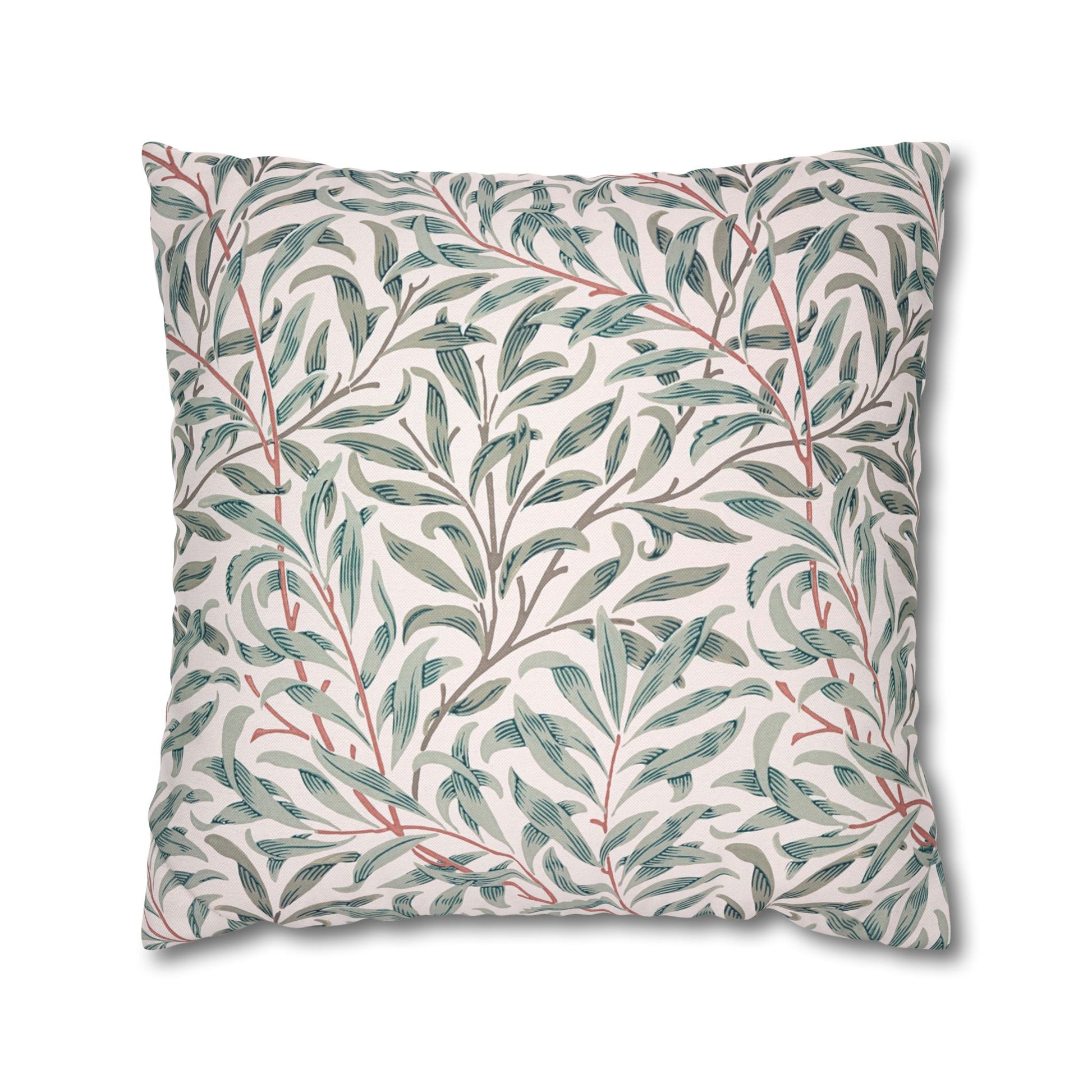 Decorative pillow with leaf pattern on a white background