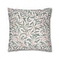 Decorative pillow with leaf pattern on a white background
