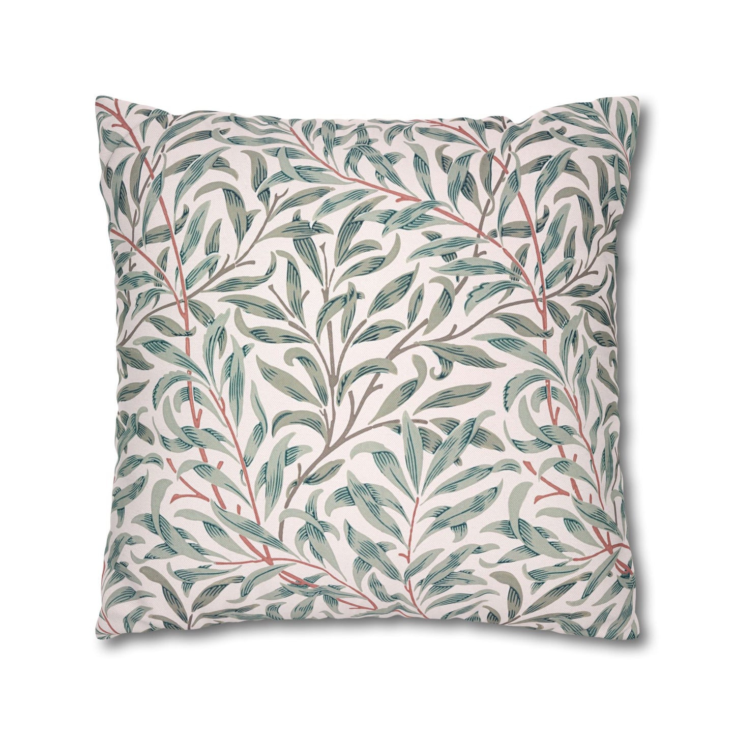 Decorative pillow with leaf pattern on a white background