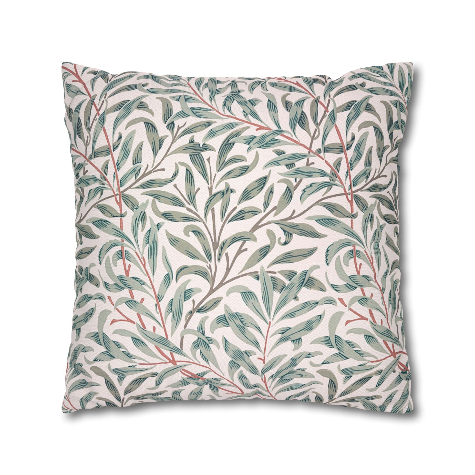 Decorative pillow with leaf pattern on a white background