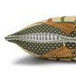 Decorative pillow with polka dot and patterned design on a white background