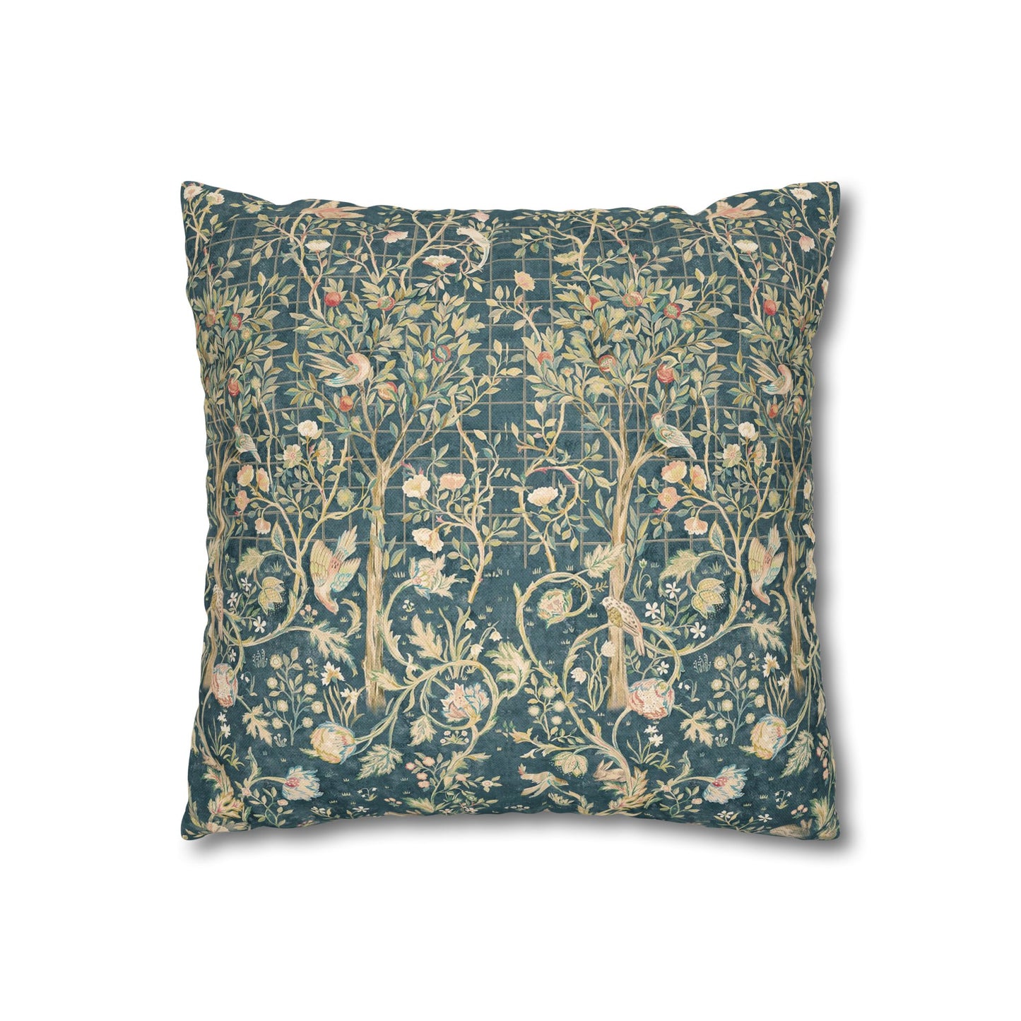 Decorative pillow with floral pattern on a white background