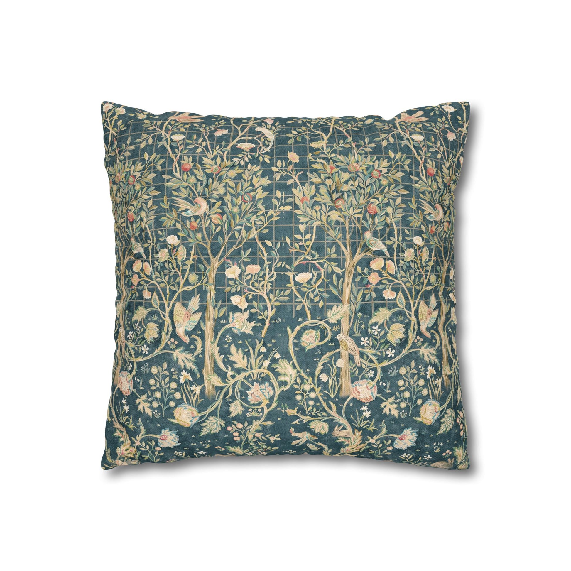 Decorative pillow with floral pattern on a white background