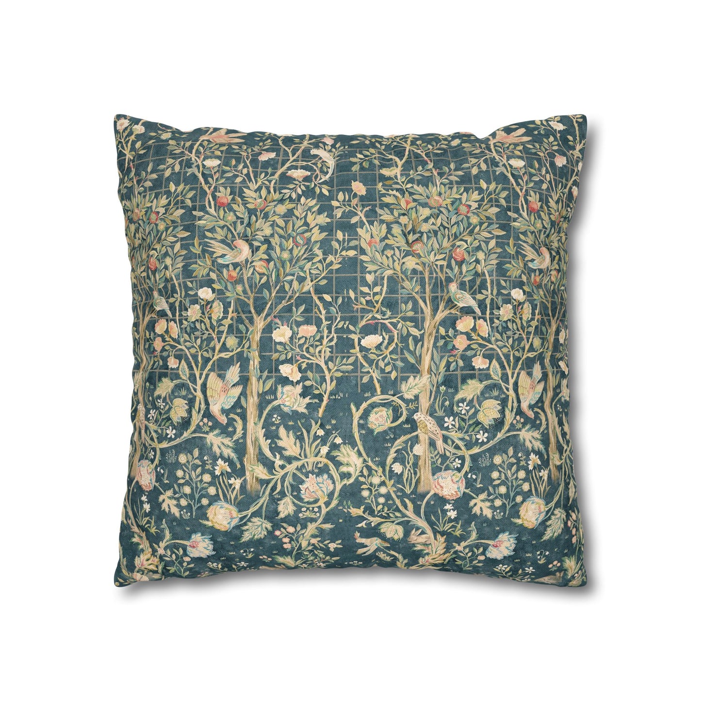 Decorative pillow with floral pattern on a white background