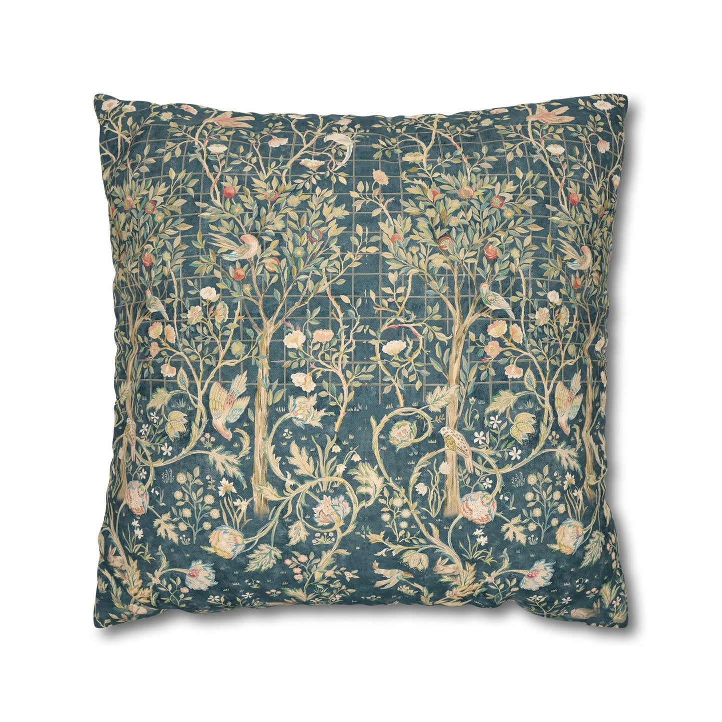 Decorative pillow with floral pattern on a white background